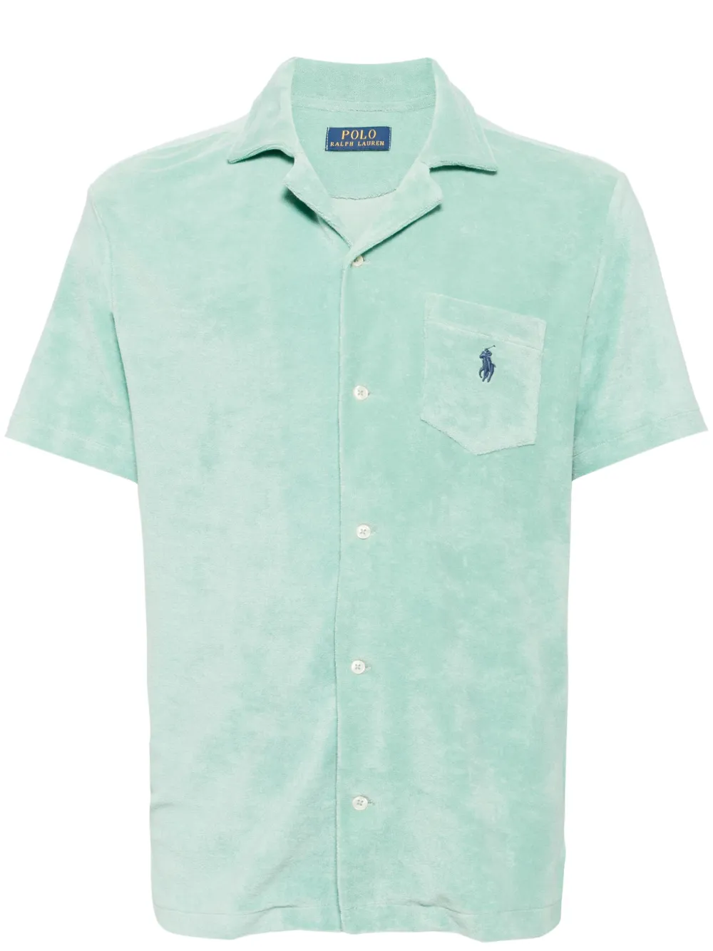 Polo Ralph Lauren Badstof overhemd met logo relief Groen Kledingwinkel