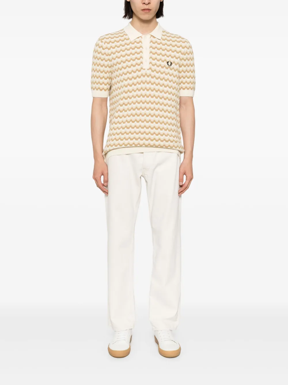Fred Perry Boucle gebreid poloshirt met jacquard - Bruin
