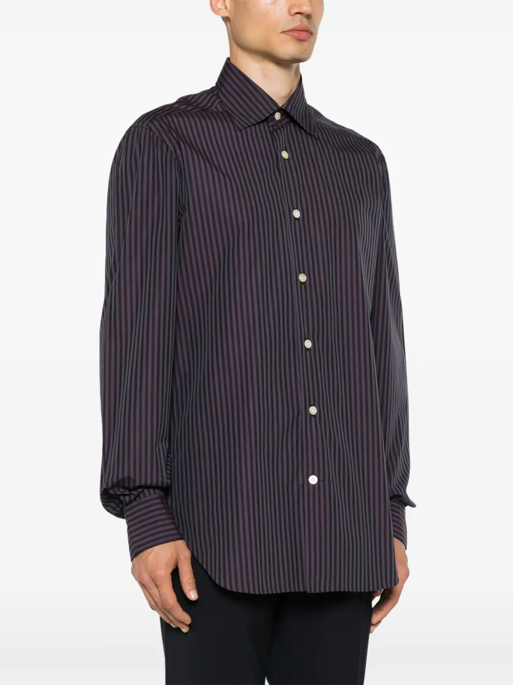 KITON STRIPED COTTON SHIRT