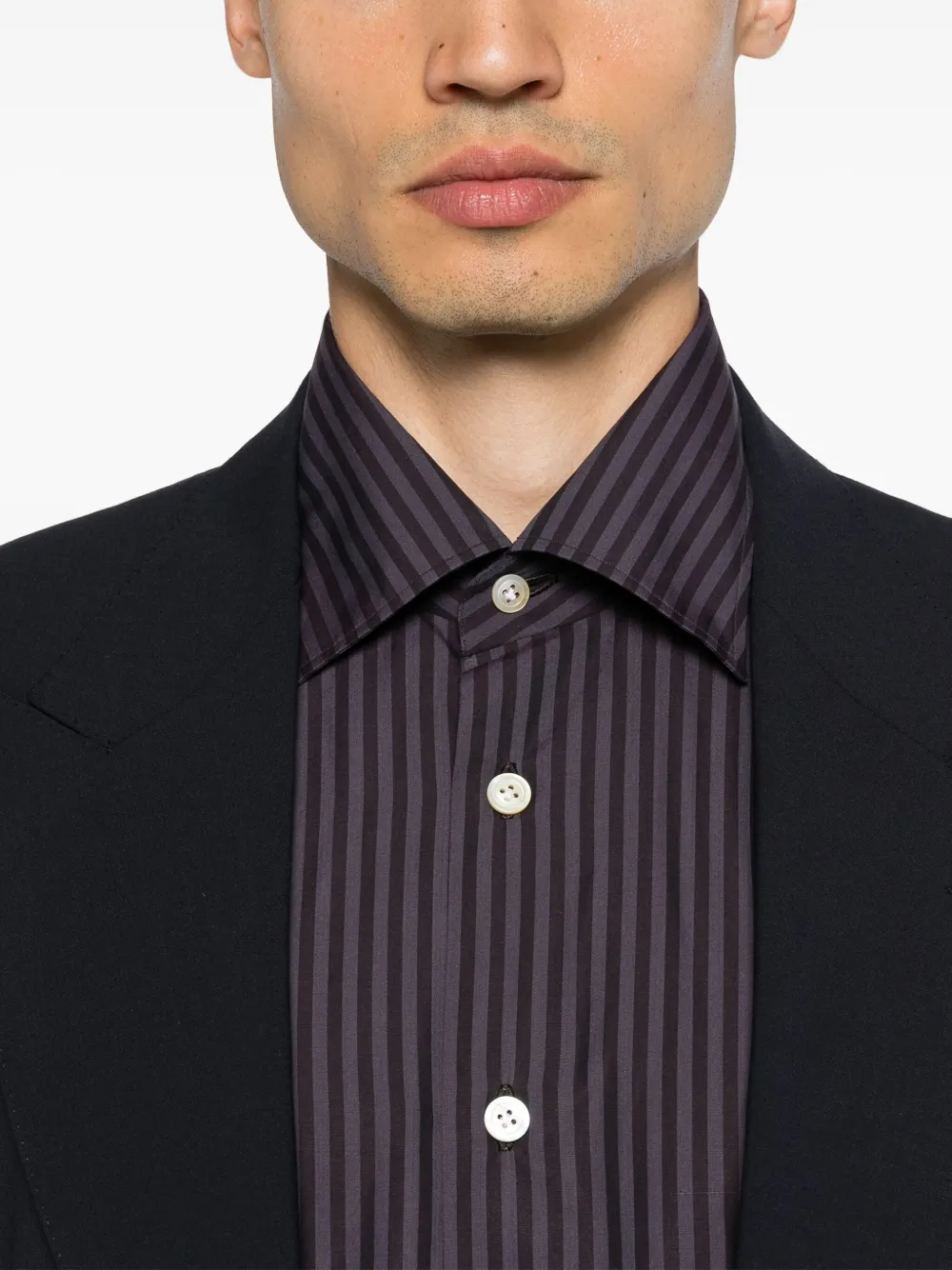 KITON STRIPED COTTON SHIRT