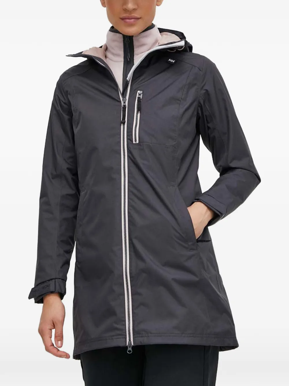Helly Hansen Zipped Hooded Raincoat In Black