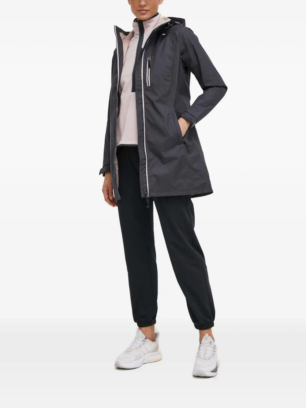 Helly Hansen Zipped Hooded Raincoat In Black