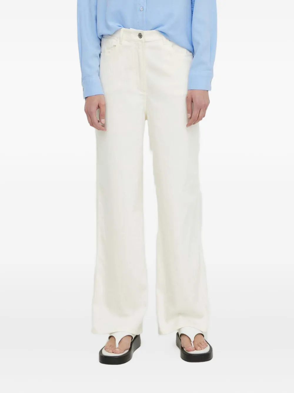 Samsoe & Samsoe Logo-patch Five-pocket Jeans In Neutral