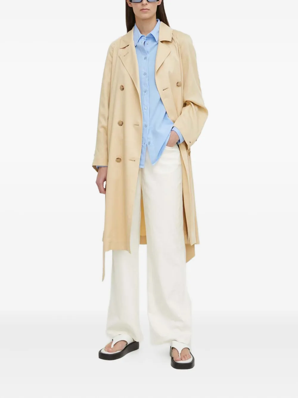 SAMSOE SAMSOE Jeans met logopatch en vijf zakken - Beige