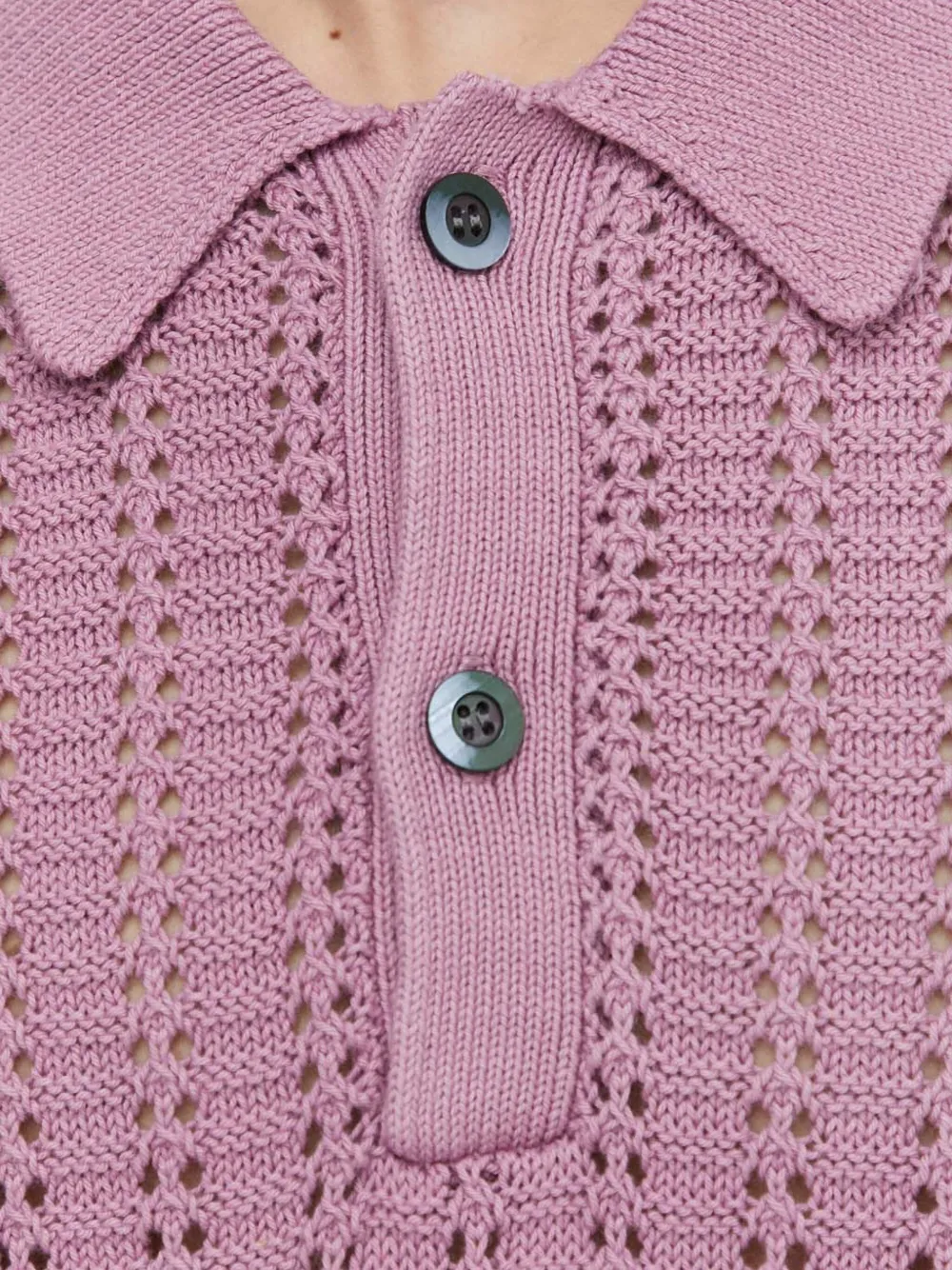 Samsoe & Samsoe Open-knit Short-sleeve Polo Shirt In Purple