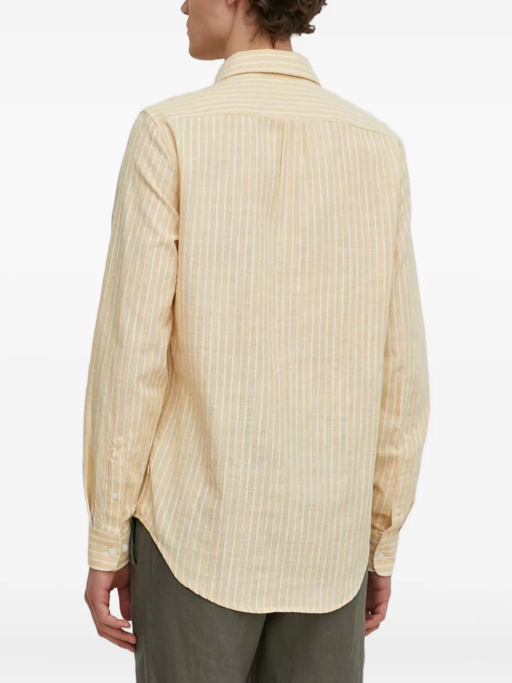 Samsoe & Samsoe Striped-pattern Chest-pocket Shirt In Yellow