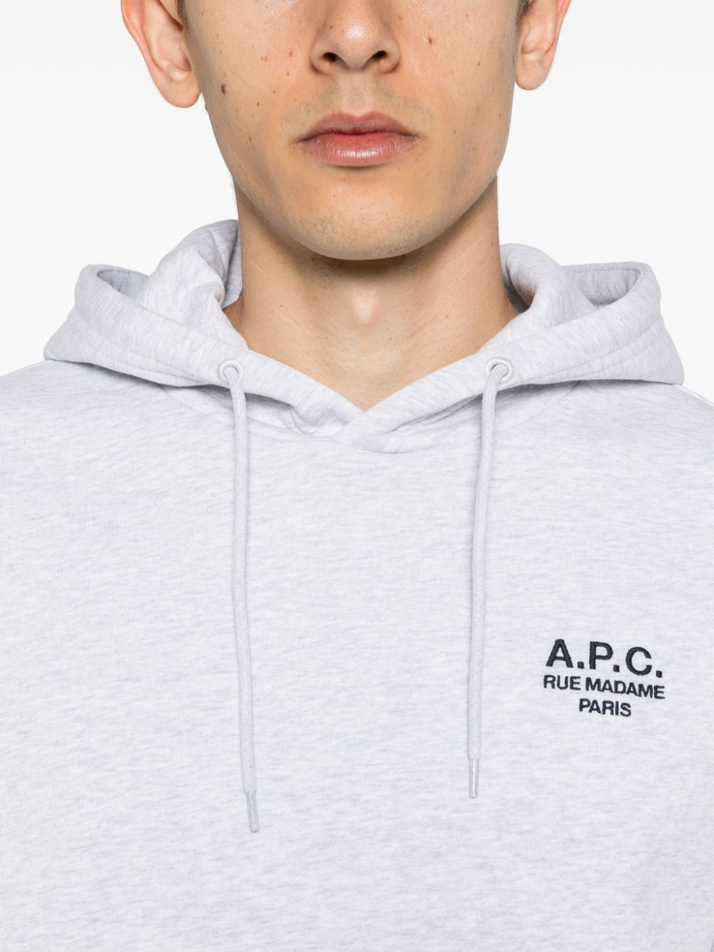 A.P.C. logo-embroidered organic cotton hoodie Men