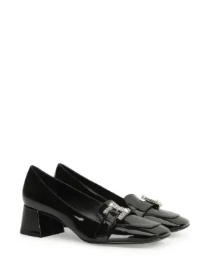 sergio rossi フラットシューズ パンプス 黒 ミュール シルバー パンプス ブラック ローヒール: 45mm, sr1 - Pumps Black