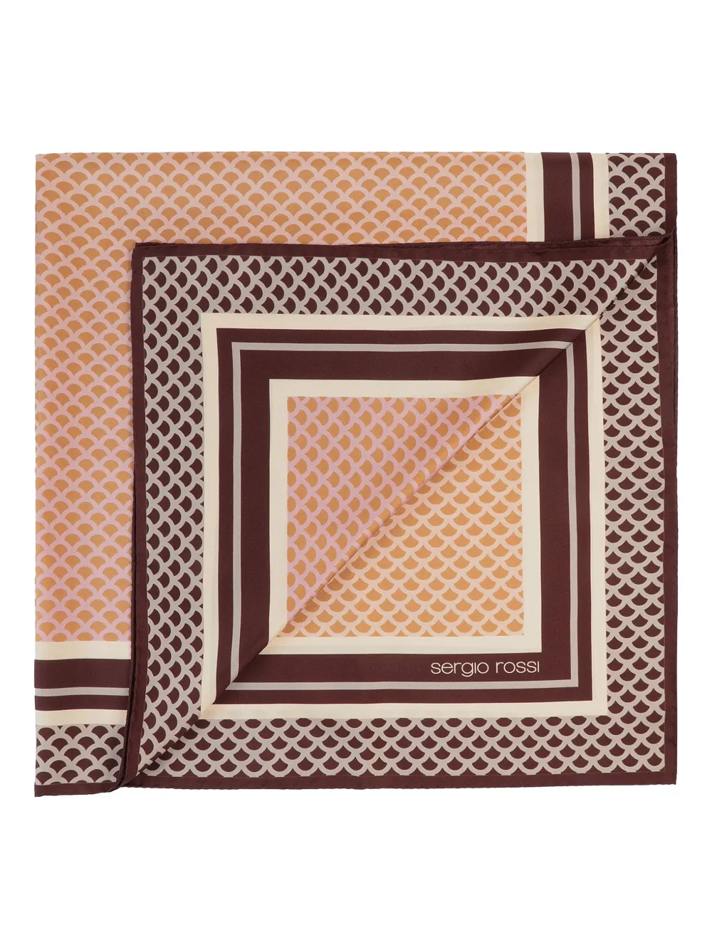 Sergio Rossi scale-pattern silk scarf Bruin
