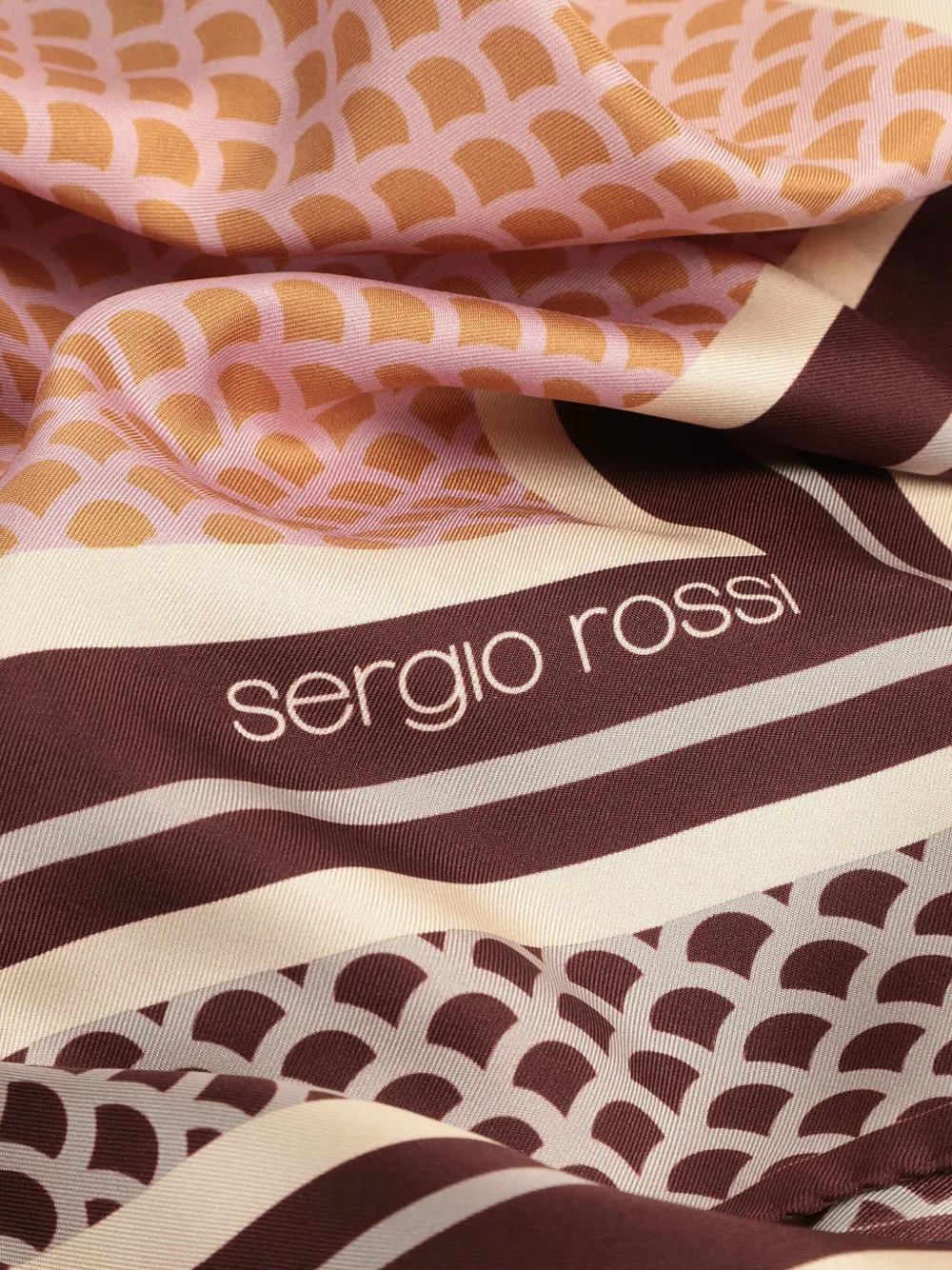 Sergio Rossi scale-pattern silk scarf Bruin