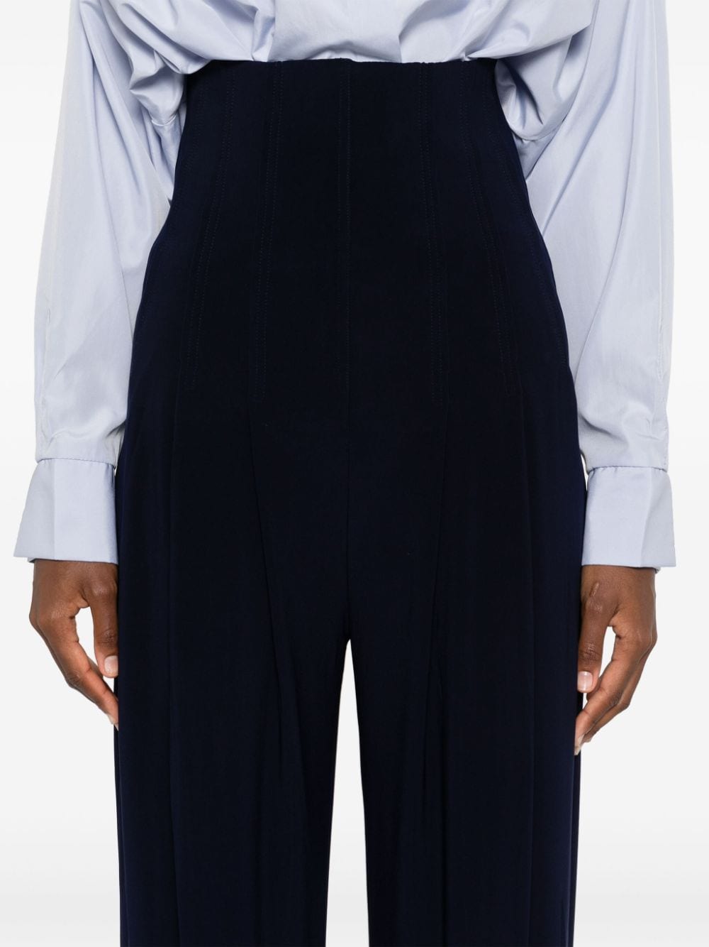 Shop Norma Kamali High-waisted Straight-leg Trousers In Blue