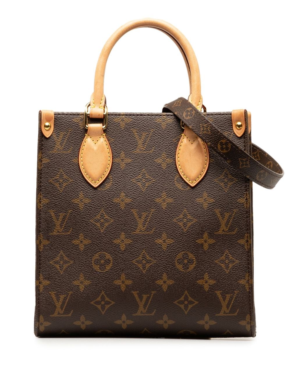 Pre-owned Louis Vuitton 2021-2023 Monogram Sac Plat Bb Satchel In Brown