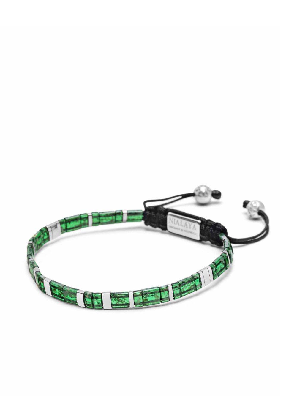 Nialaya Jewelry Kralenarmband met gegraveerd logo - Groen