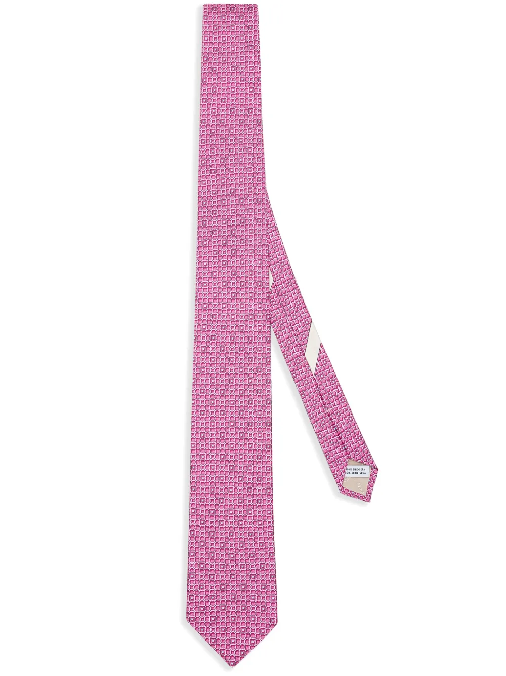 Ferragamo Gancini-pattern silk tie | Pink | Image 1