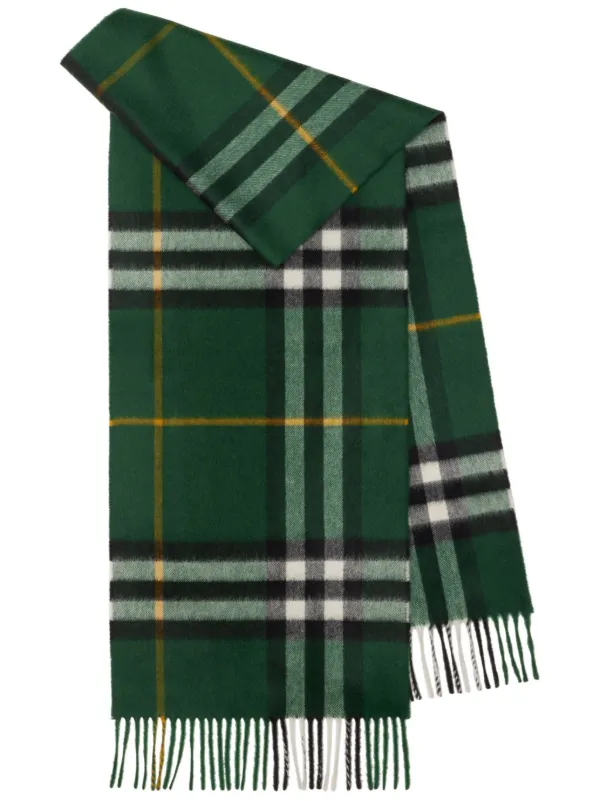 Burberry Check Cashmere Scarf | Green | FARFETCH UK