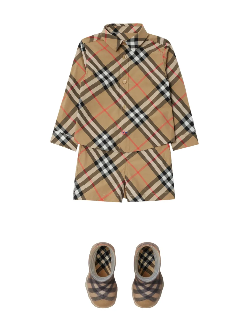 Burberry Kids Geruit shirt Beige