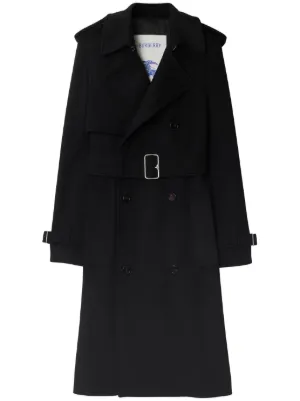 Burberry Gabardine Trench Coat | Black | FARFETCH RO