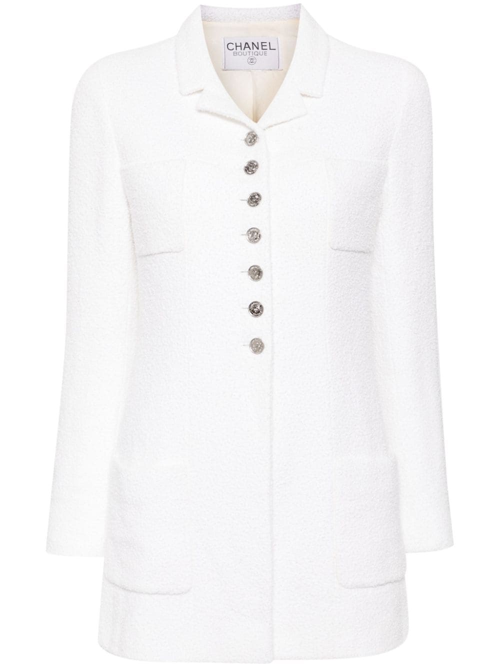 Pre-owned Chanel 1990s Single-breasted Tweed Jacket In White