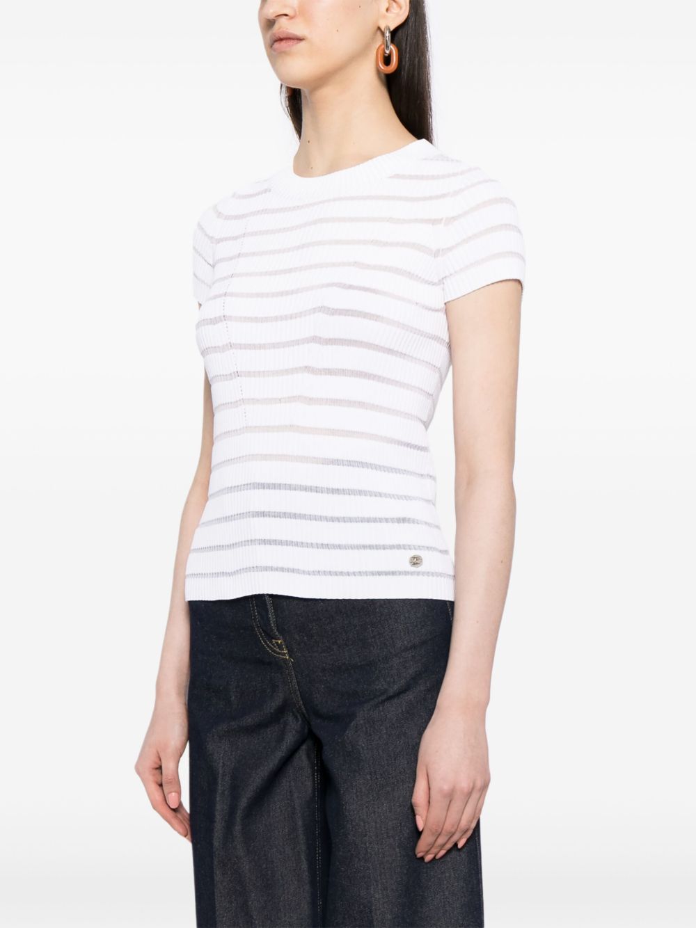 CHANEL 2000s striped knitted T-shirt Women