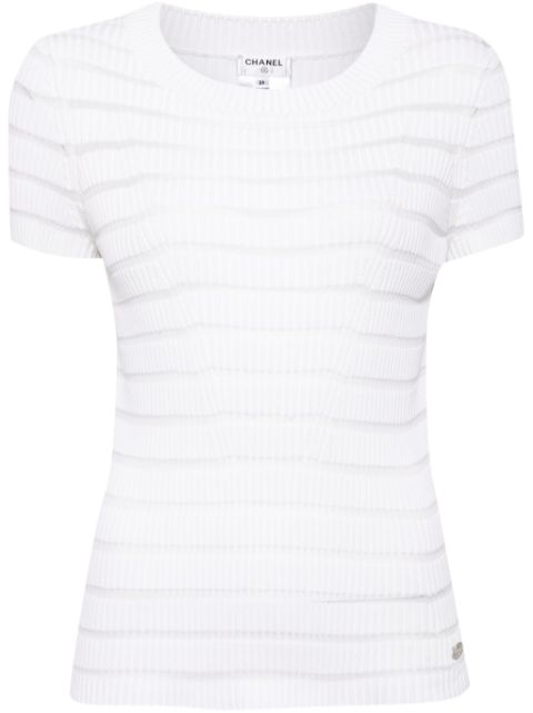 CHANEL 2000s striped knitted T-shirt Women