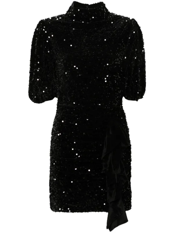 Maje Sequinned Velvet Mini Dress Black FARFETCH LB