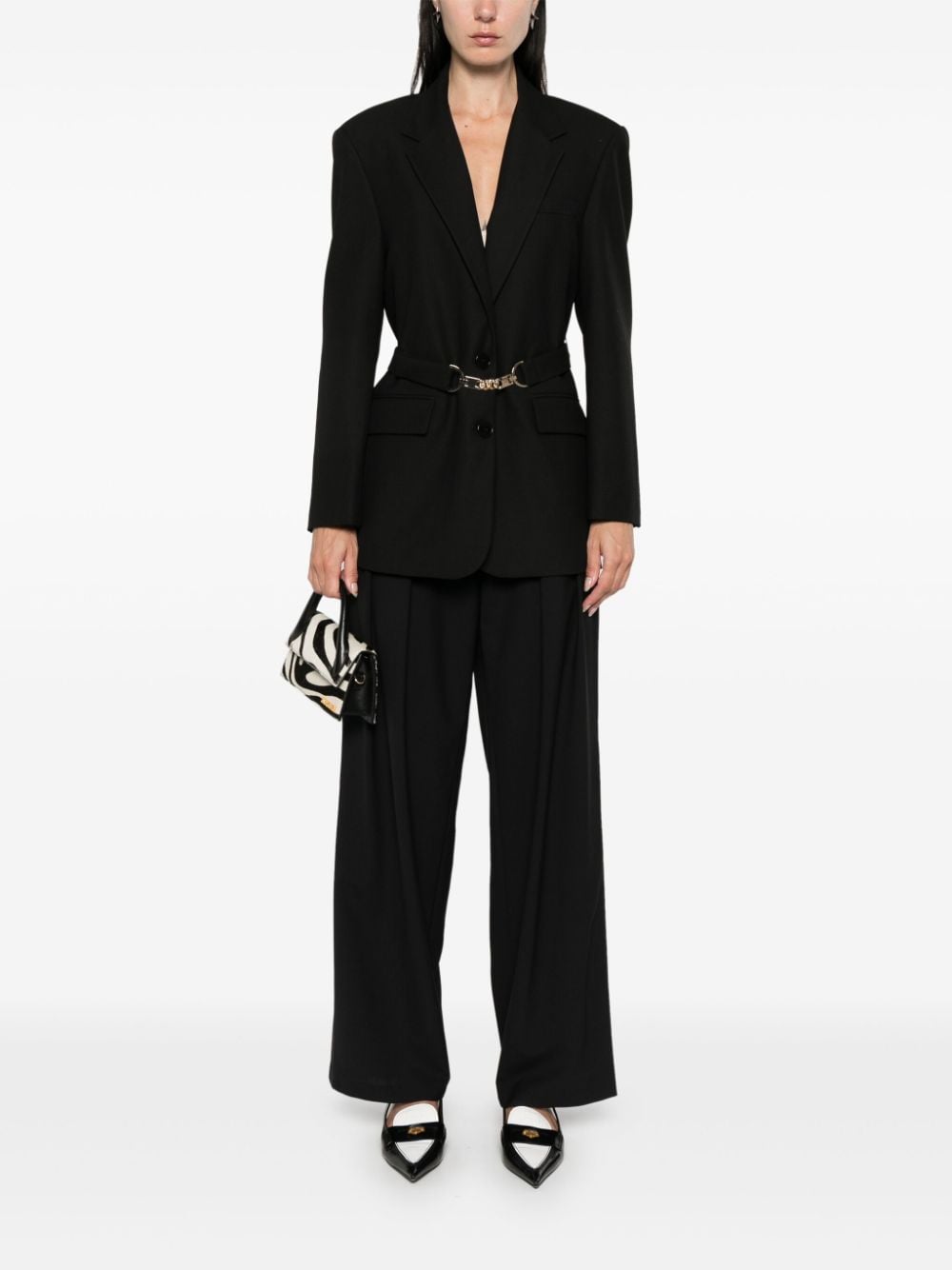 Shop Maje Belted Blazer In Black