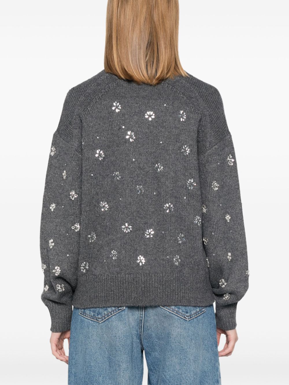 MAJE RHINESTONE-EMBELLISHED SWEATER 