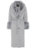 Maje faux-fur-trim coat - Grey