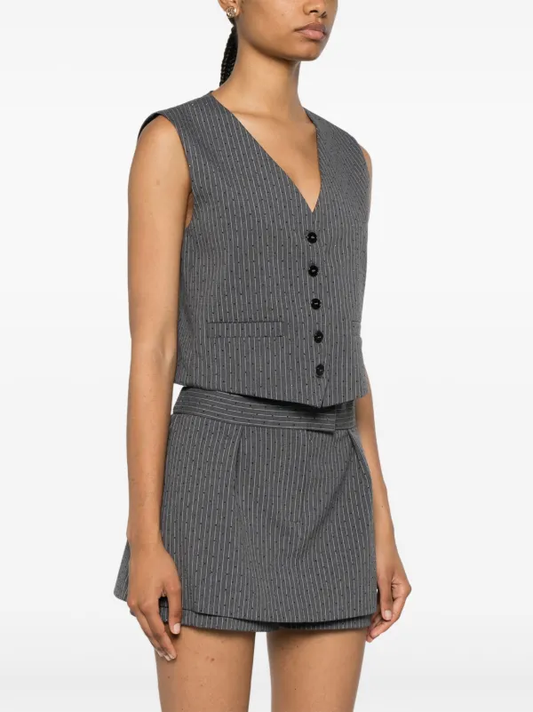Maje rhinestone-embellished Pinstripe Waistcoat - Farfetch 