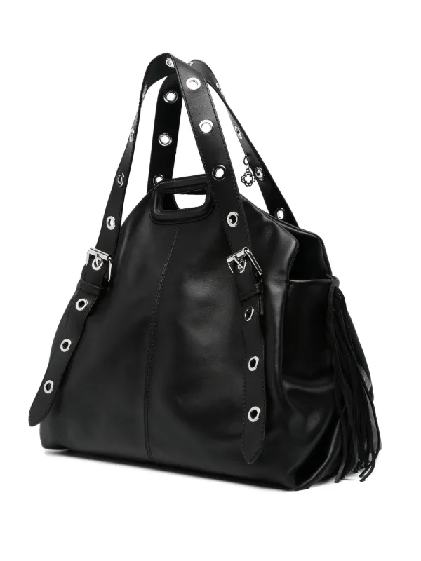 Maje Miss M XL Leather Shoulder Bag | Black | FARFETCH