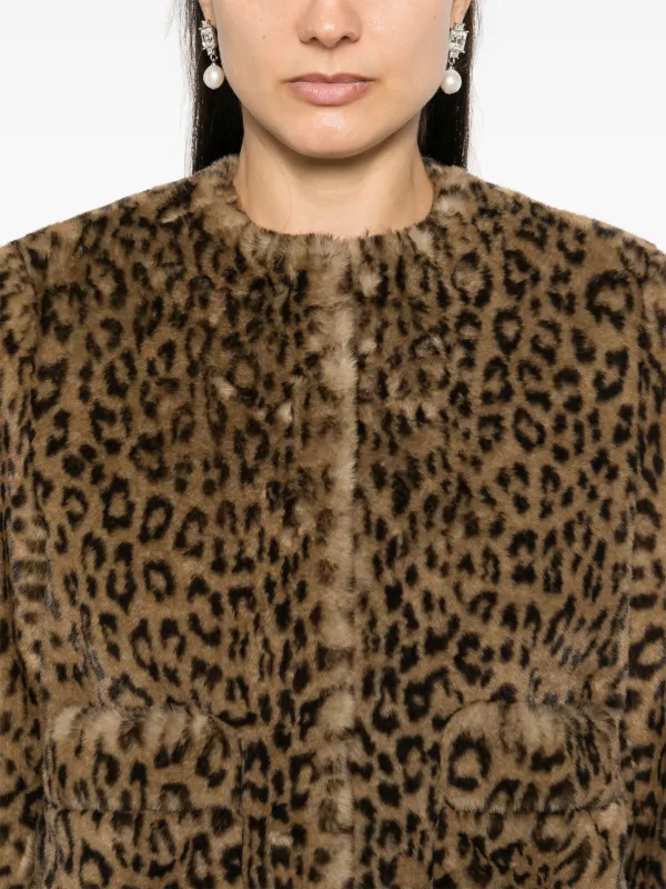 Maje Cropped faux fur Jacket Brown FARFETCH TR