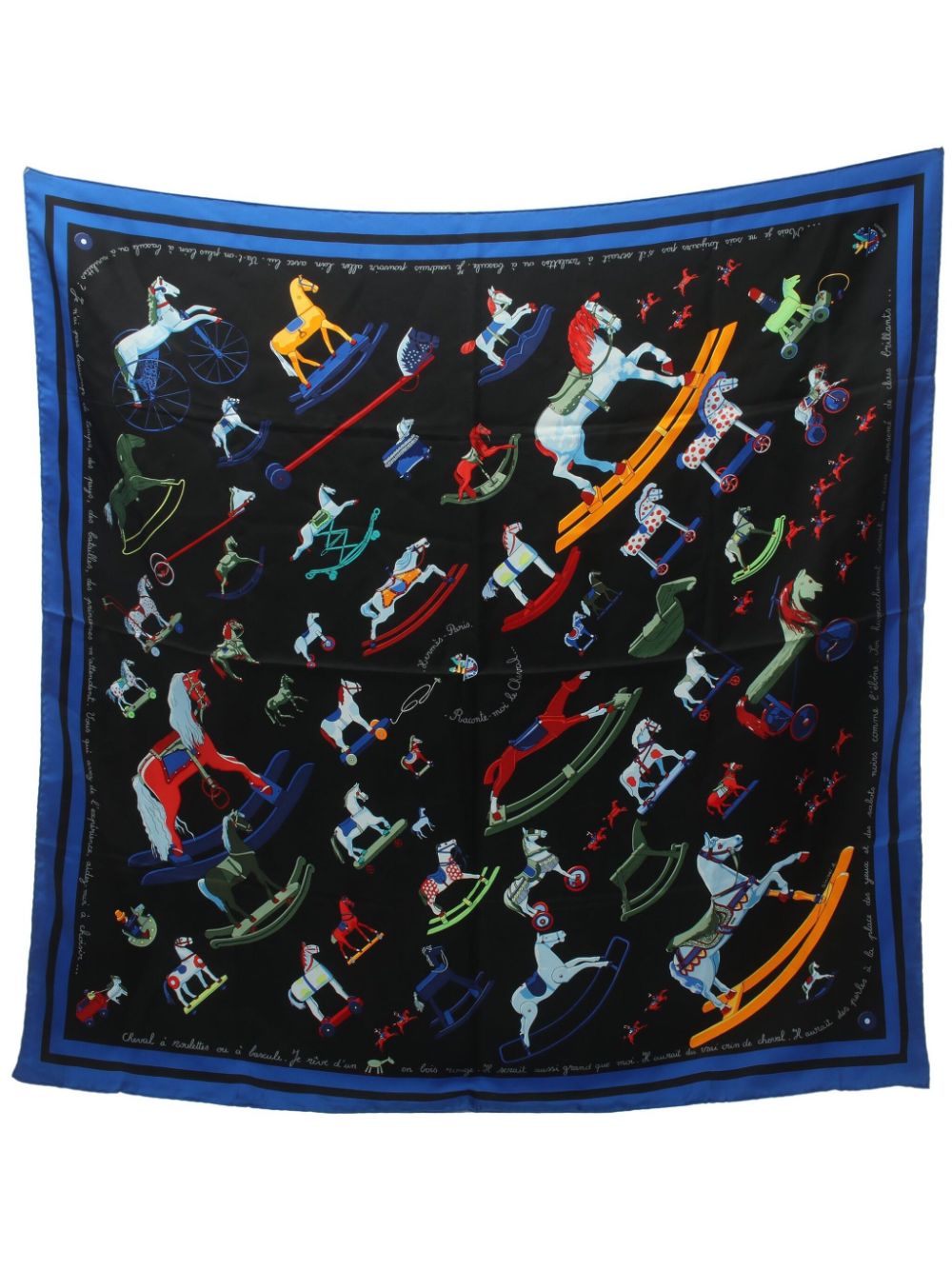 Pre-owned Hermes 2000 Raconte-moi Le Cheval Scarf In Black