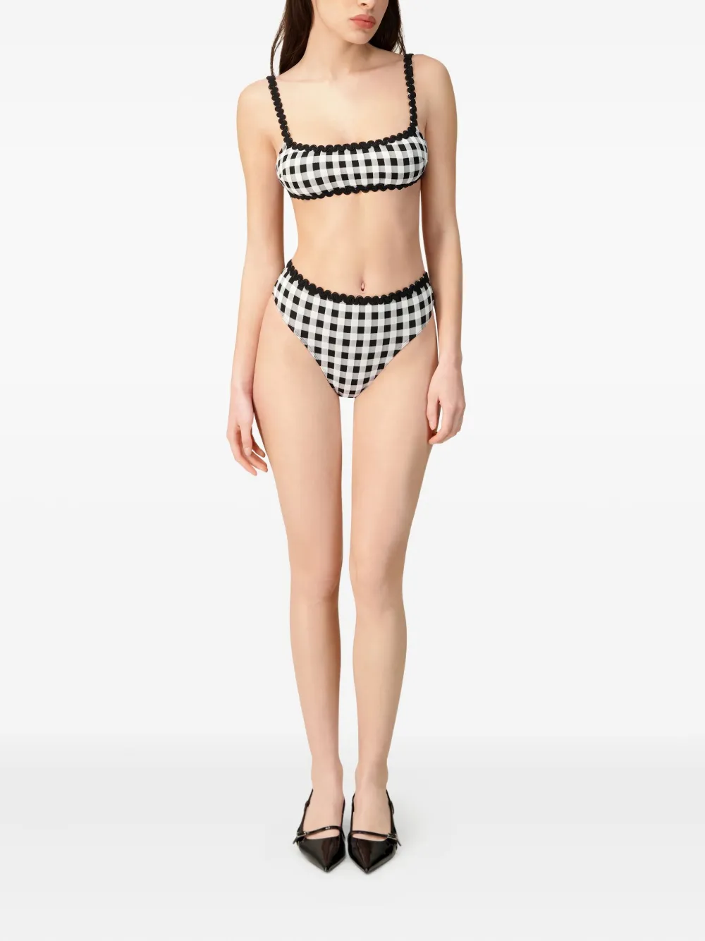 Leslie Amon gingham scallop bikini | Black | Image 1