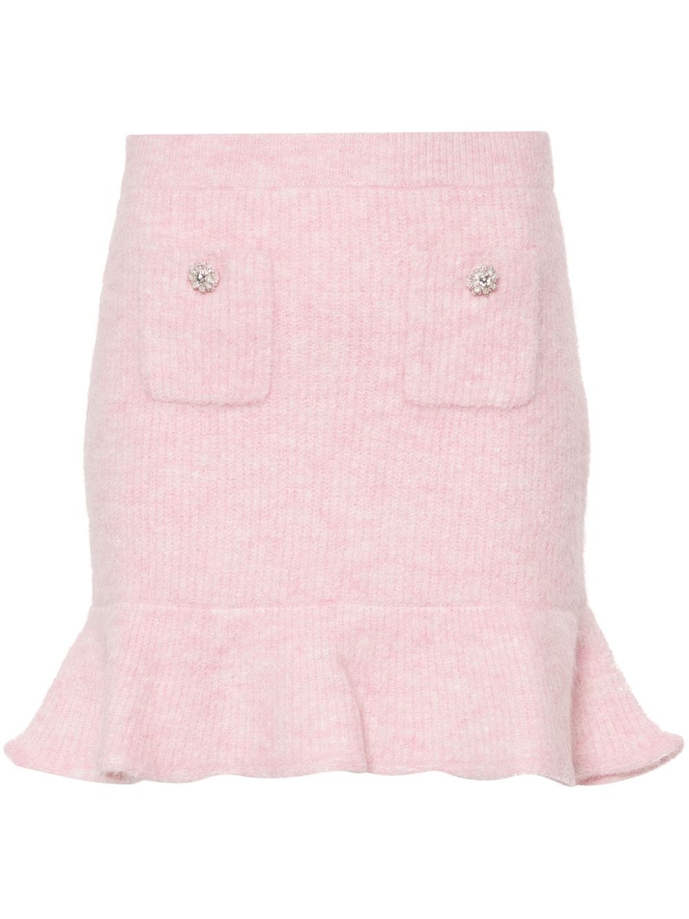 Self-portrait Knitted Mini Skirt In Pink