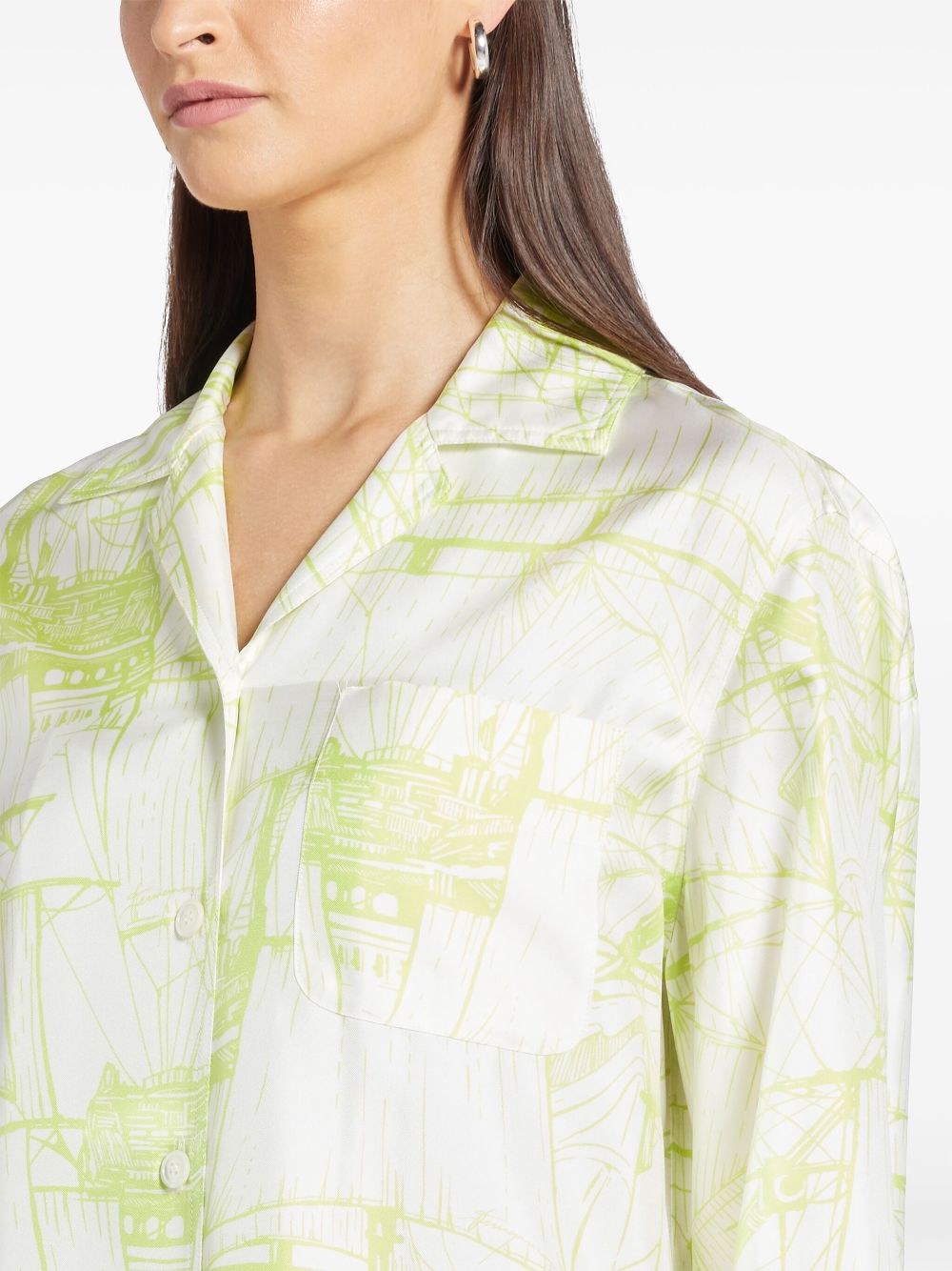 Ferragamo blouse met abstracte print Wit