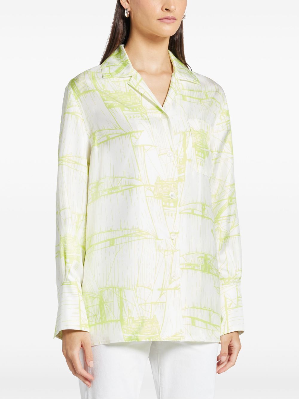 Ferragamo blouse met abstracte print Wit