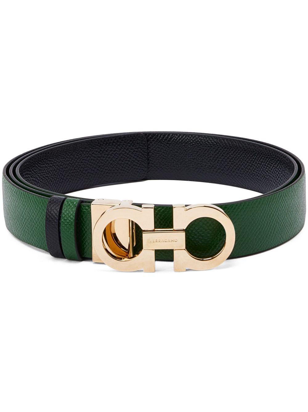 Ferragamo Gancini Reversible Belt In Green