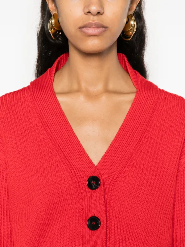 Victoria Beckham V-neck Cropped Cardigan Red FARFETCH JO