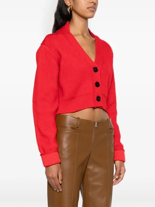 Victoria Beckham Cropped-Cardigan Mit V-Ausschnitt Rot FARFETCH DE