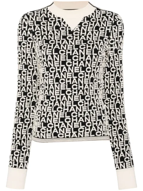 CHANEL 2001 logo-intarsia wool jumper Women