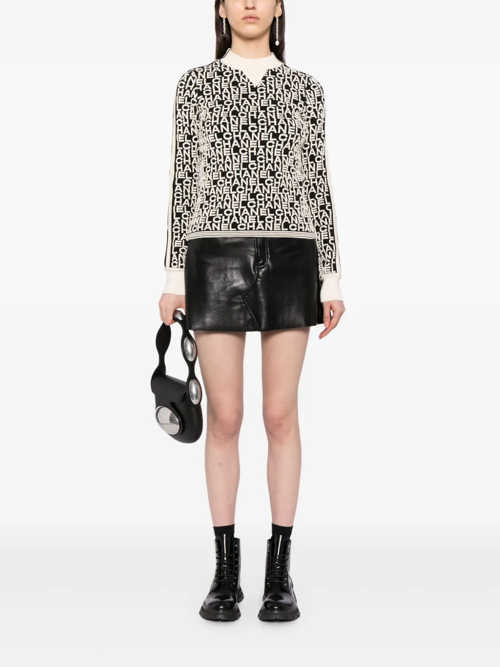 CHANEL Pre-Owned 2001 intarsia trui - Zwart