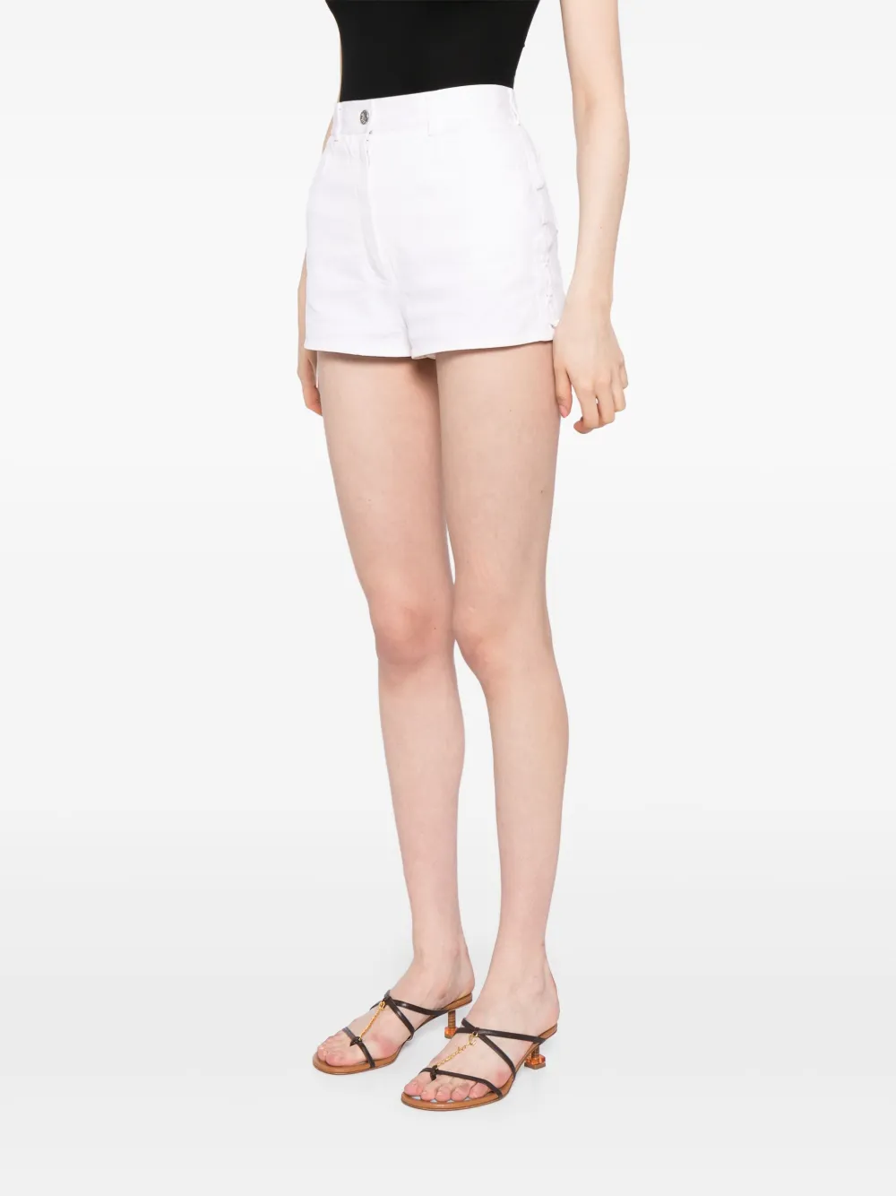 Pre-owned Chanel 1997 High-waist Mini Shorts In White
