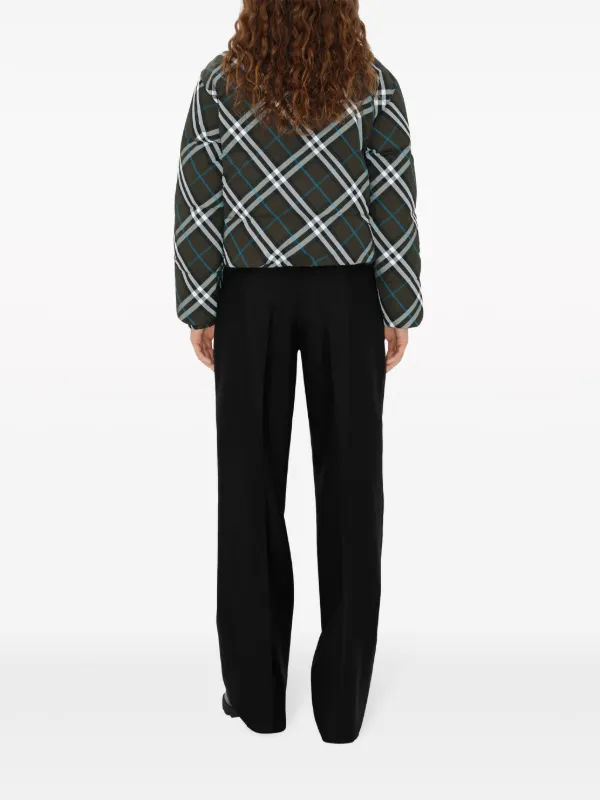 【BURBERRY】Cropped Reversible Check Puffer Jacket Burberry Reversible Check Puffer Jacket | Green | FARFETCH PL