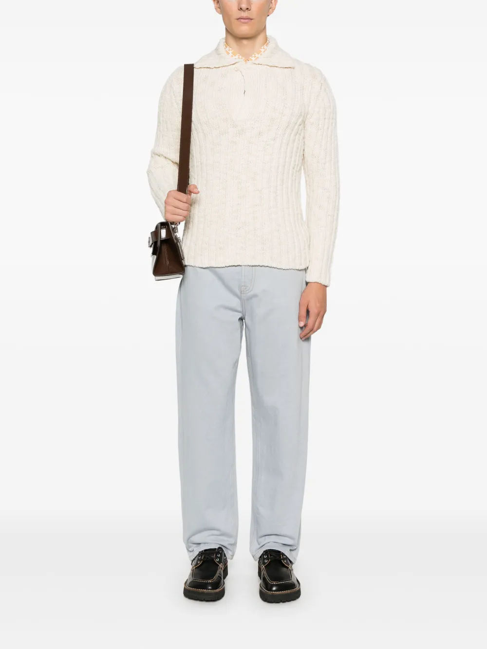 SANDRO Grofgebreid poloshirt - Wit