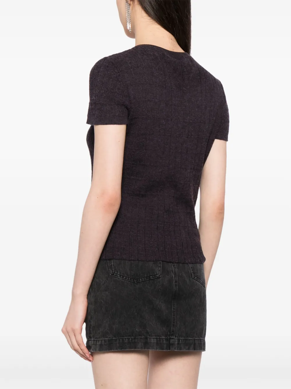 Pre-owned Chanel 2001 Cotton-cashmere Knitted Top In Purple