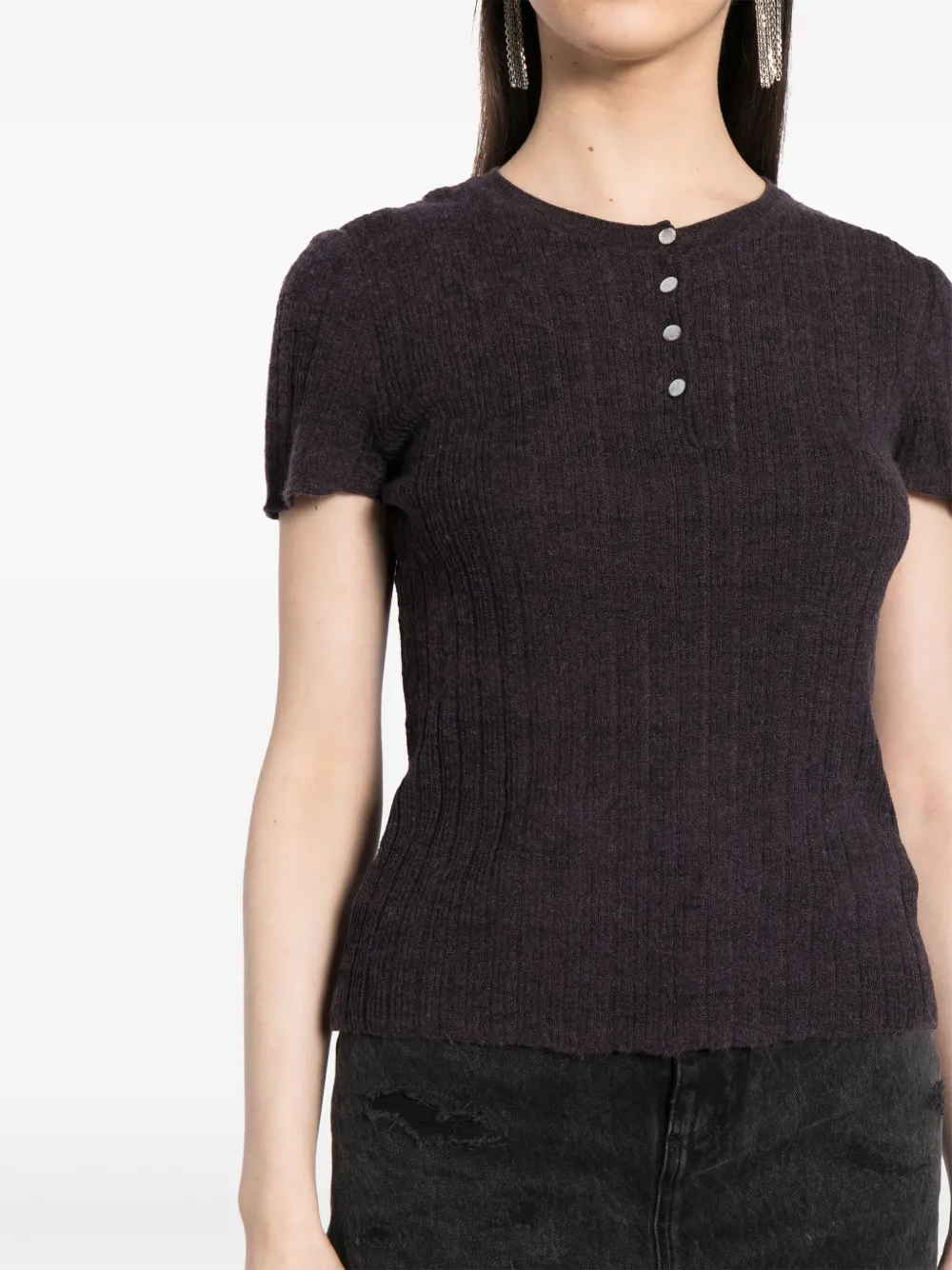 Pre-owned Chanel 2001 Cotton-cashmere Knitted Top In Purple