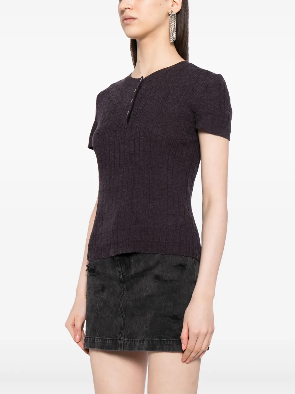 Pre-owned Chanel 2001 Cotton-cashmere Knitted Top In Purple