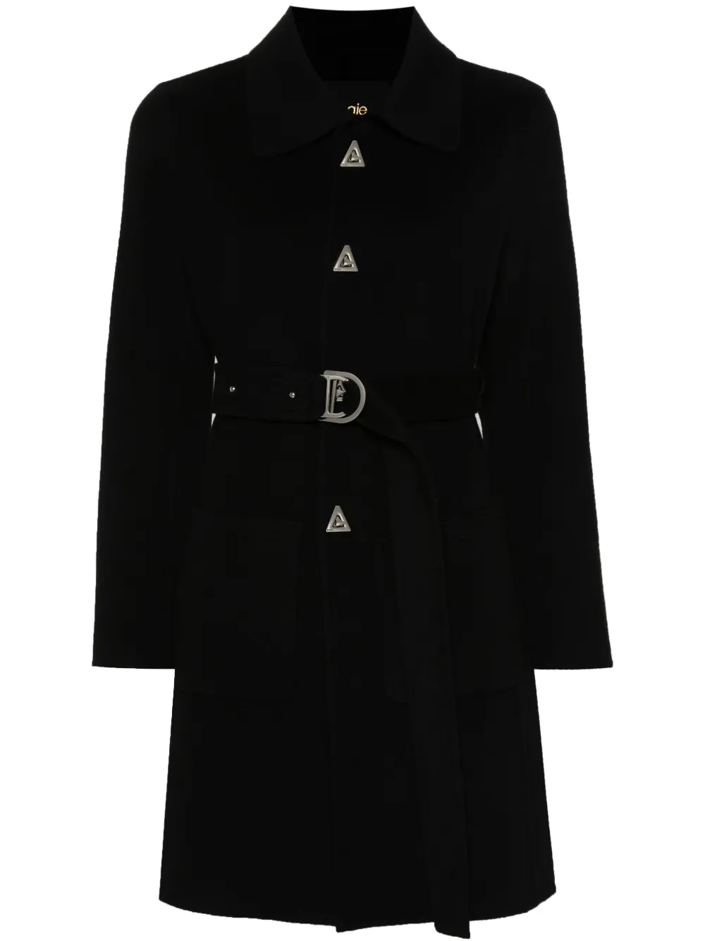 Maje Belted Coat Black FARFETCH ZA