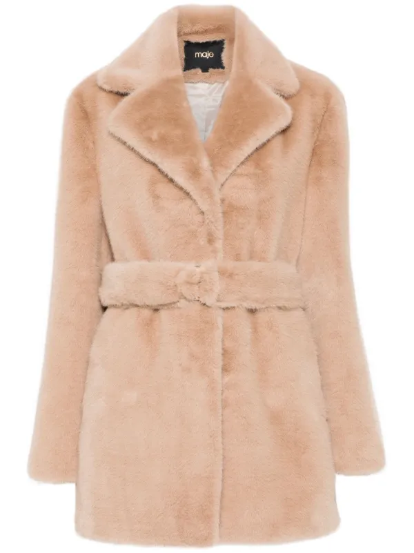 Maje hooded faux fur jacket discount