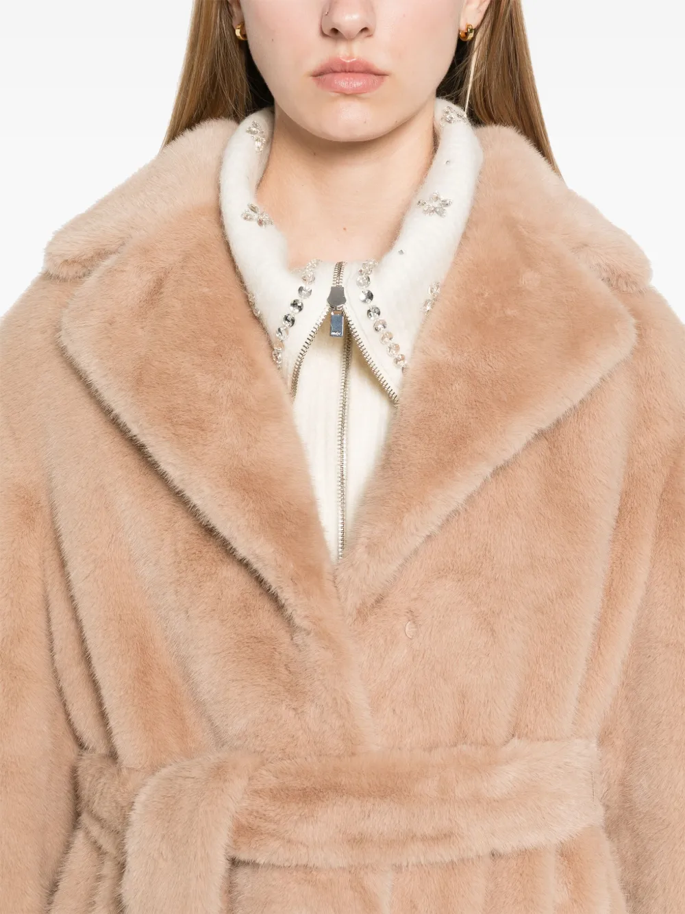 FAKE FUR NUDE COAT / BLK | FELIM